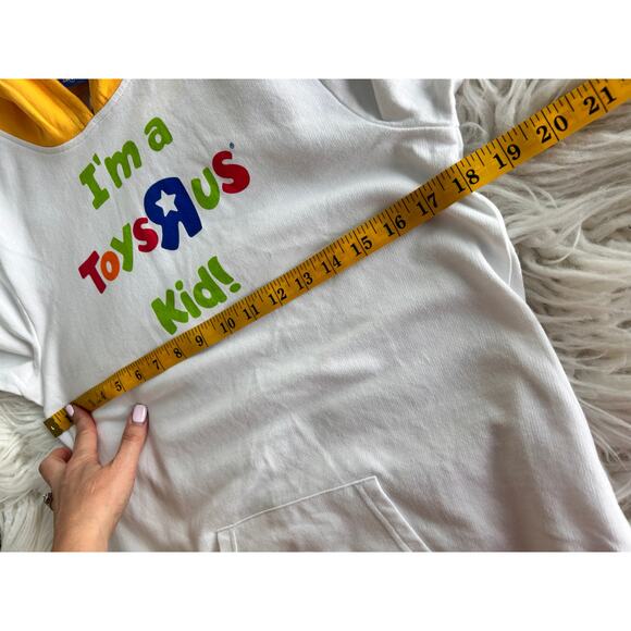 NWT vtg Toys R Us I'm a Toys R Us Kid Pullover Hooded 90s White Yellow Size 16 - Picture 10 of 11